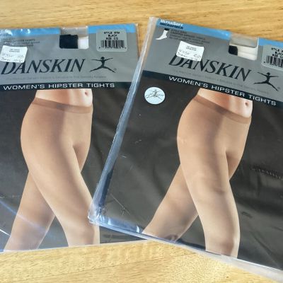 Lot Of 2 danskin women’s hipster footless tights Black style #9754 size C/D